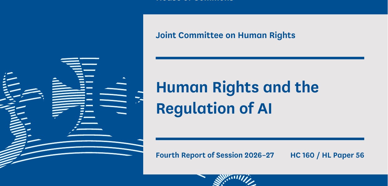 Cover of the Joint Committee on Human Rights report "Human Rights and the Regulation of AI"
