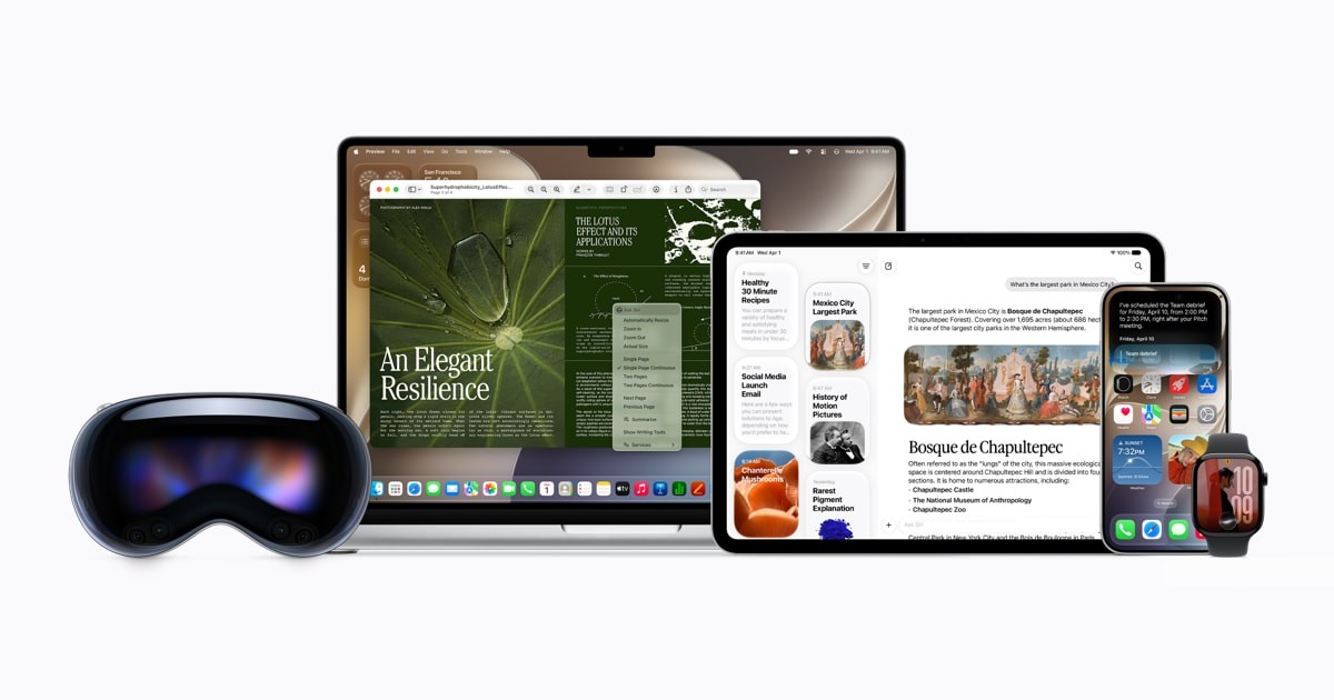 Apple devices in the Apple Newsroom image announcing Siri AI at WWDC26