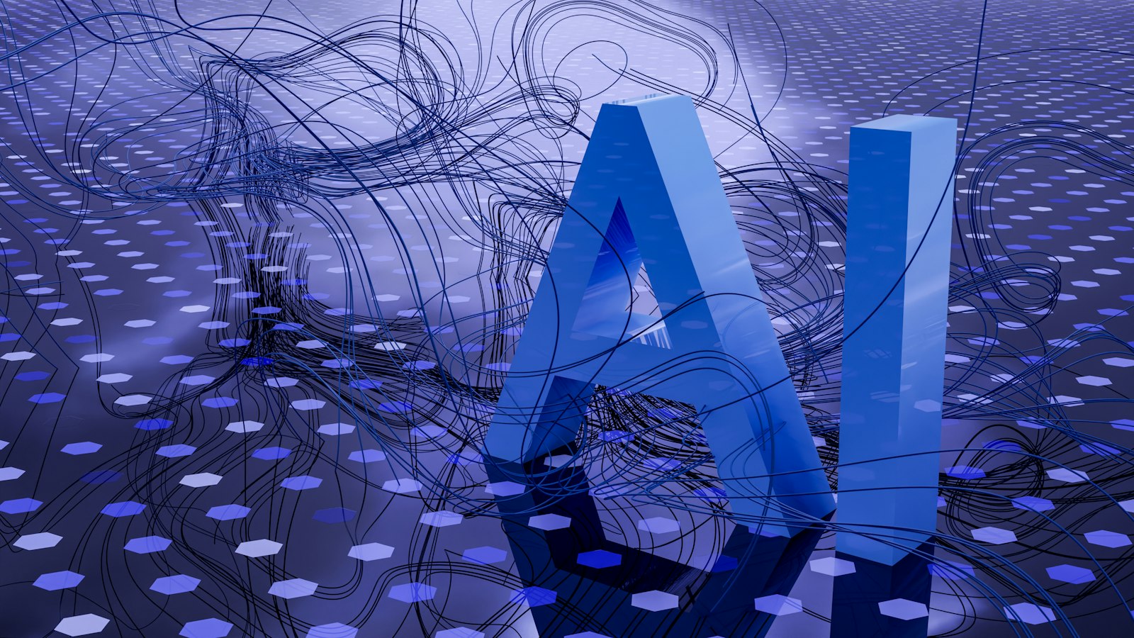 Abstract visualization suggesting neural networks and machine learning research